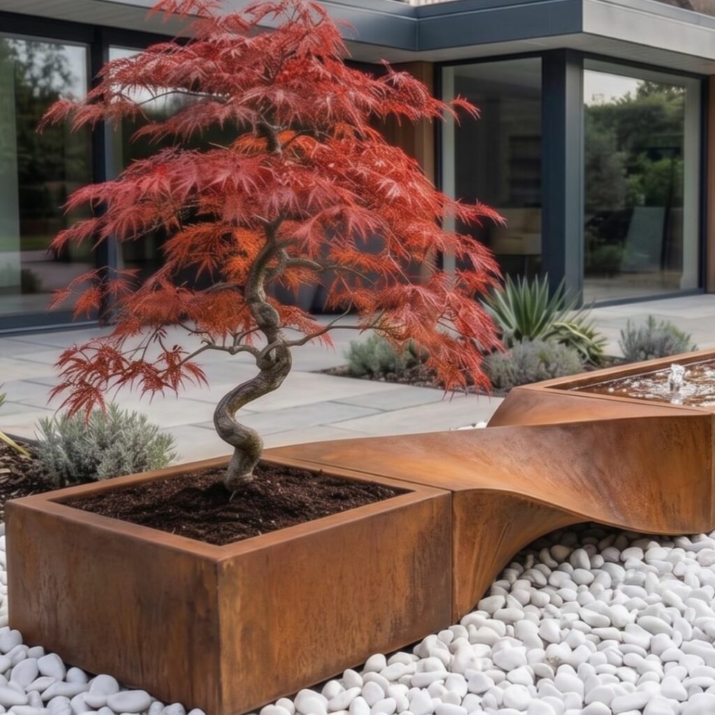 Jardinière mixte Corten 1080
