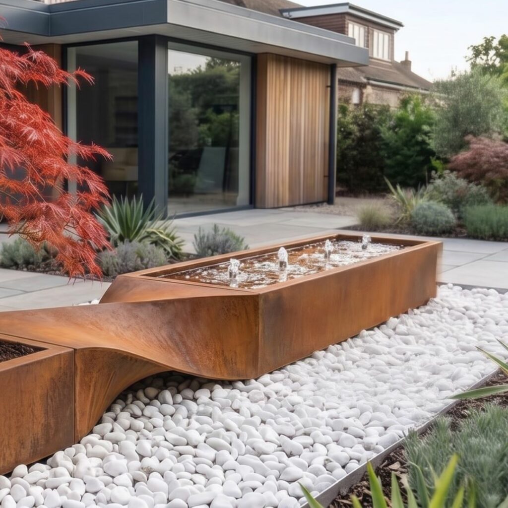 Jardinière mixte Corten bassin 1080